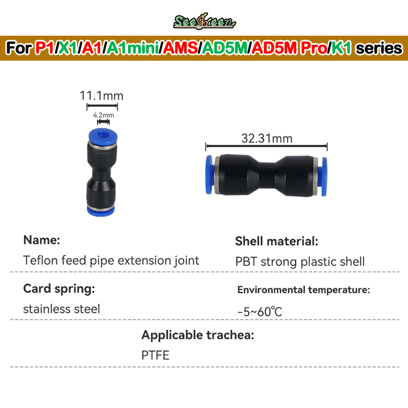 Ptfe Tape Thread - 1/2/3 Buah Konektor Tabung Pas Pneumatik