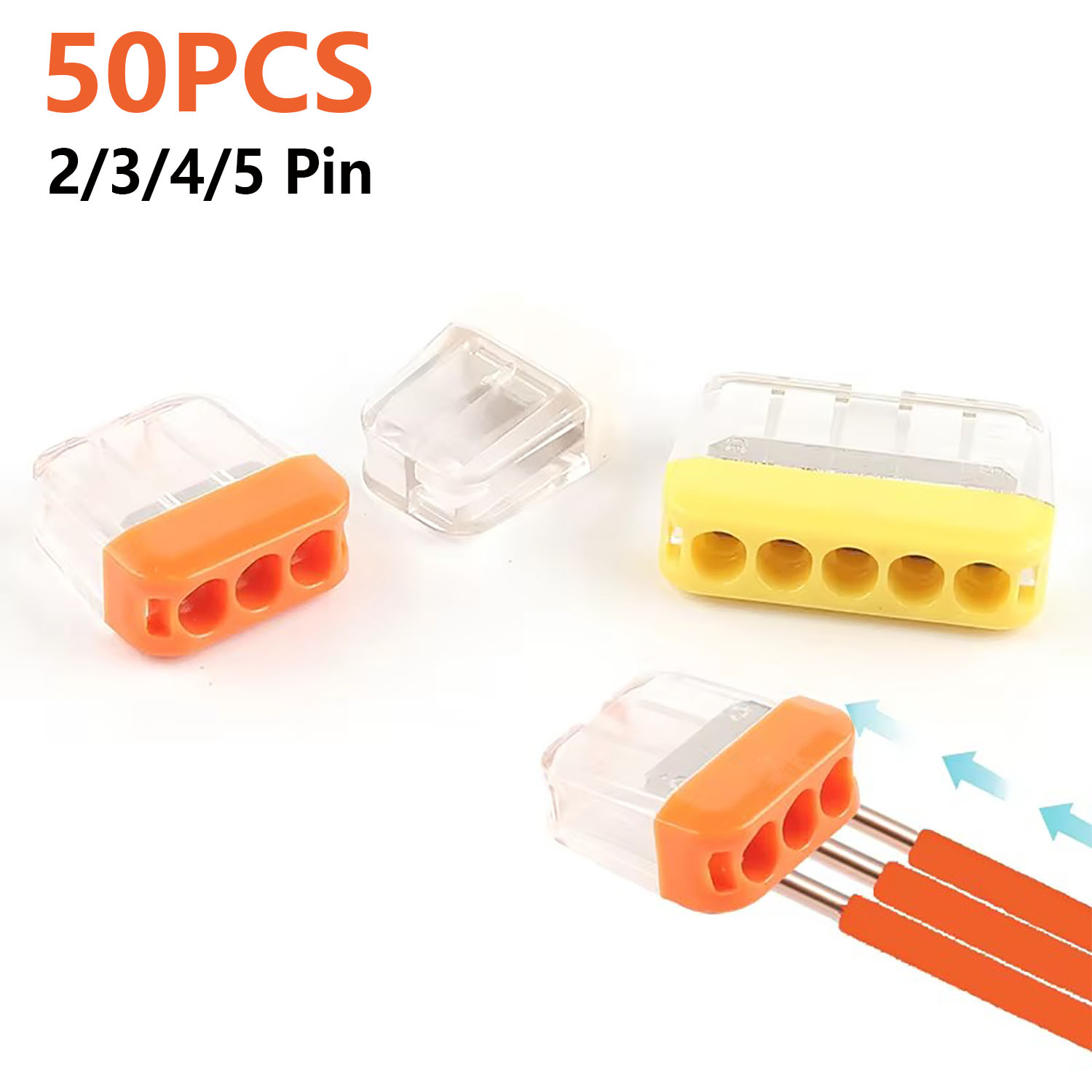 Push Fit Connector - 50 Buah 2/3/4/5 Pin Konektor Penyambung